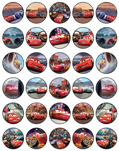 30x sugar Paper Cars Edible Cupcake Topper