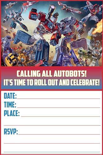 Set of 30 Transforemsrs Birthday Invitation Cards & Envelopes