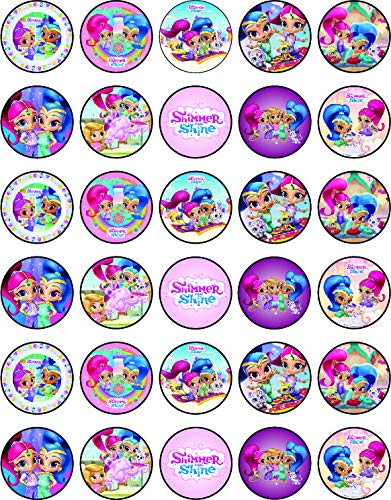 30x Wafer Paper Shimmer And Shine Edible Cupcake Topper