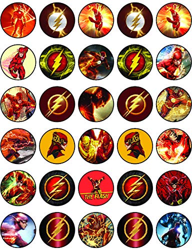 30x Wafer Paper The Flash Edible Cupcake Topper