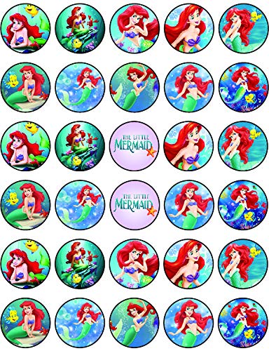 30x sugar Paper Little Mermaid Edible Cupcake Topper