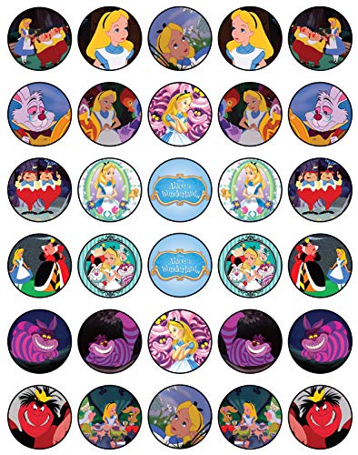 30x sugar Paper Alice in Wonderland Edible Cupcake Topper