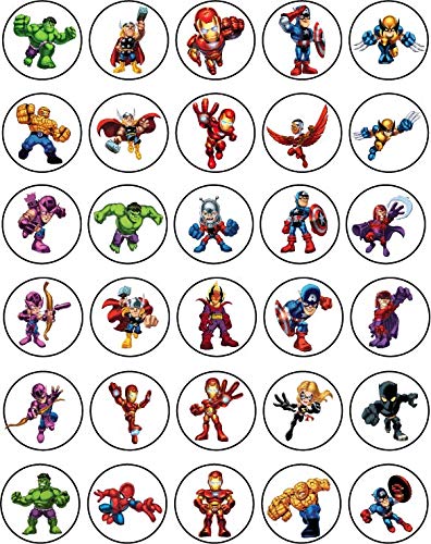 30x Wafer Paper Marvel Edible Cupcake Topper