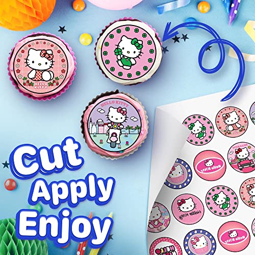 30x Wafer Paper Hello Kiity Edible Cupcake Topper