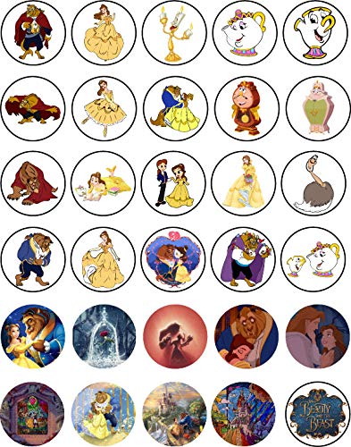 30x sugar Paper Beauty And The Beast Edible Cupcake Topper
