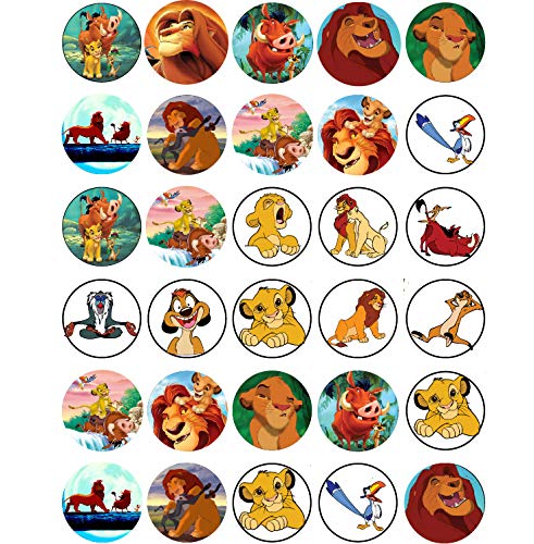 30x Wafer Paper Lion king Edible Cupcake Topper