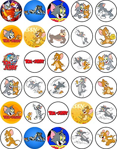 30x Wafer Paper Tom and Jerry Edible Cupcake Topper