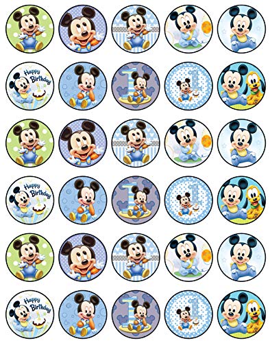 30x sugar Paper Mickey Mouse Edible Cupcake Topper