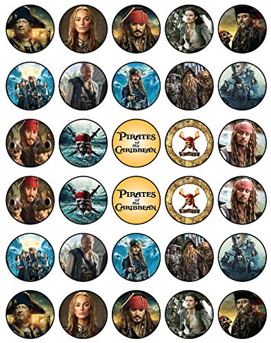 30x Wafer Paper Pirates Of The Caribbean Edible Cupcake Topper