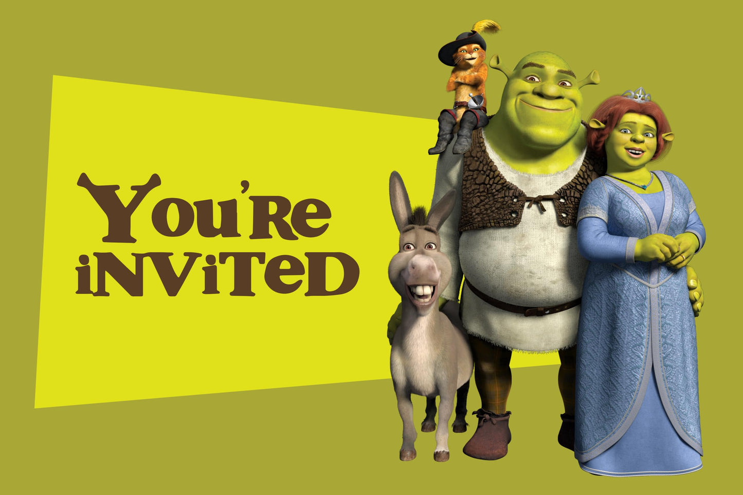 Set of 20 Shrek Birthday Invitation Cards & Envelopes