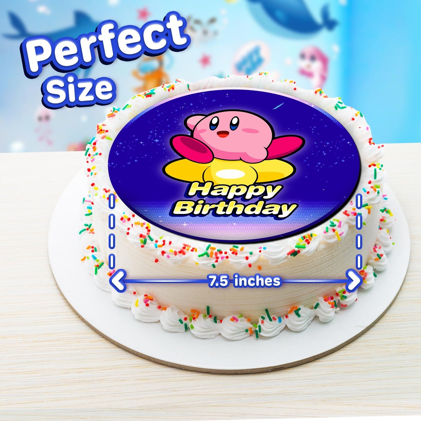 7.5 Inch Edible Cake Toppers Kirbby