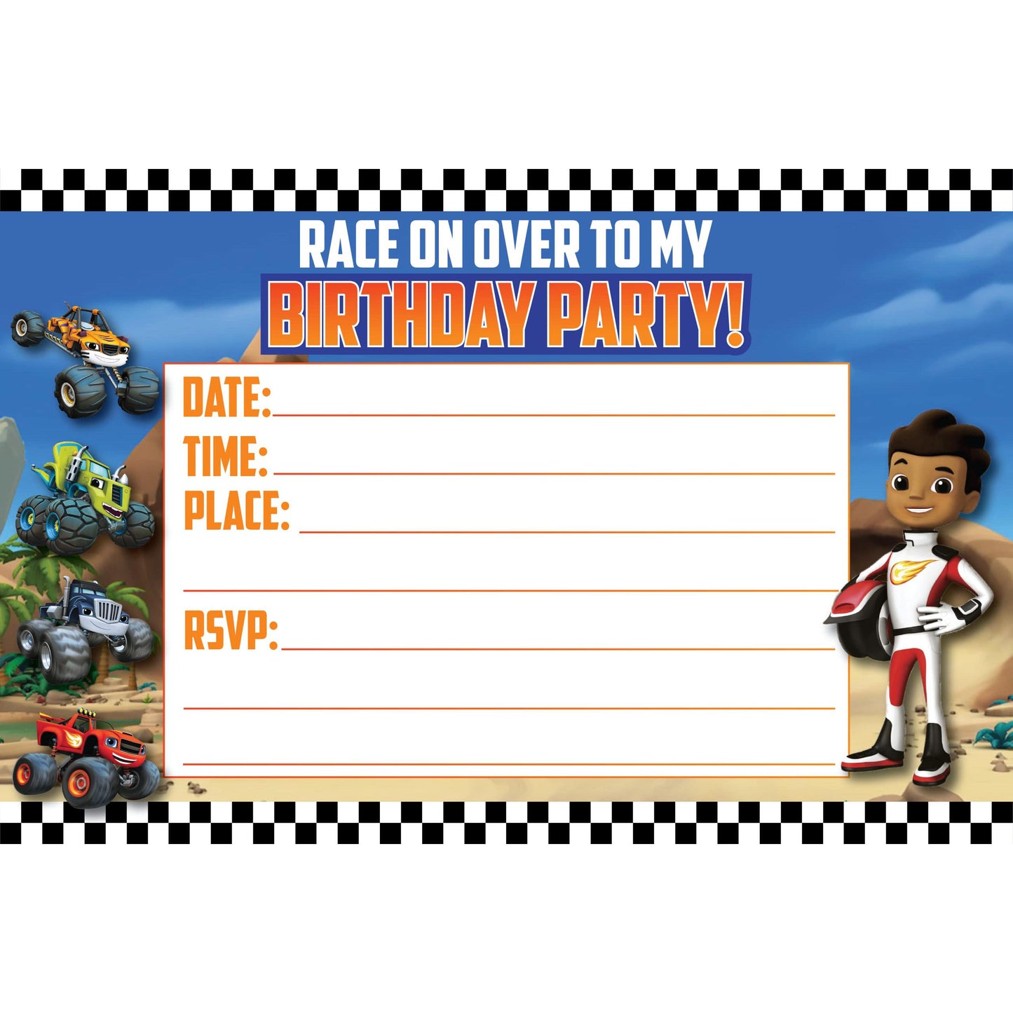 Set of 20 Blaze The Monster Birthday Invitation Cards & Envelopes