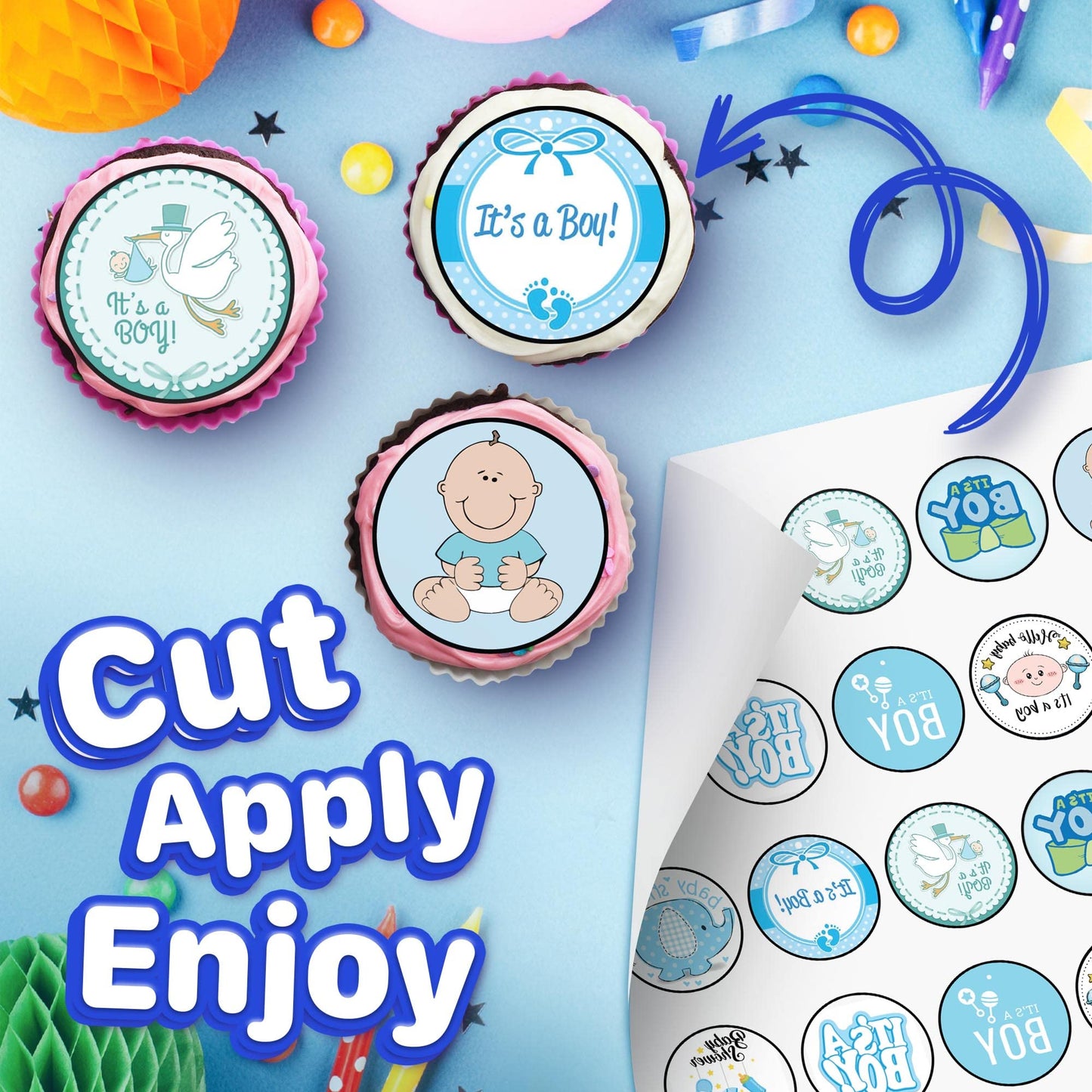 30x Wafer Paper Baby Shower Edible Cupcake Topper