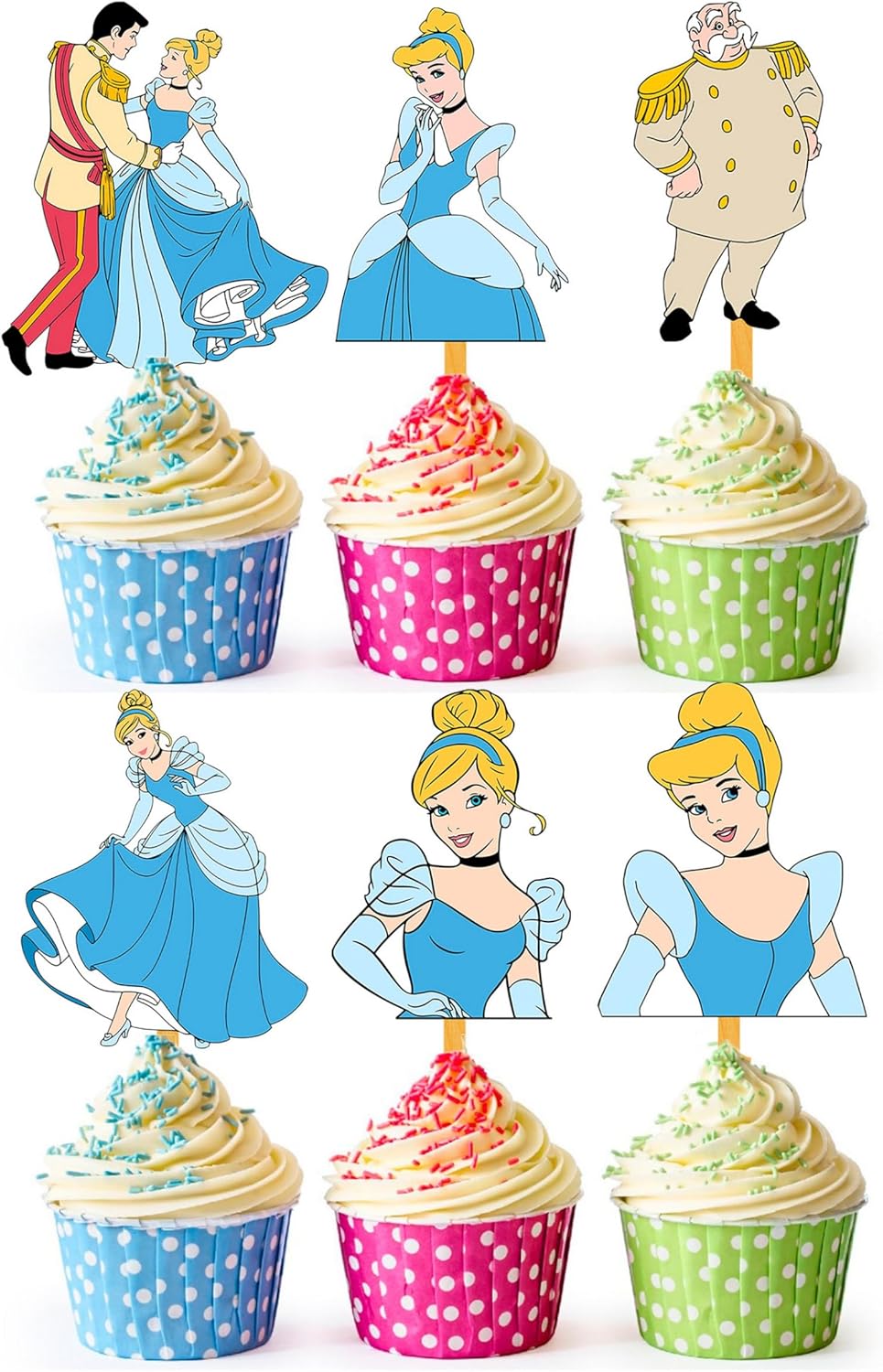 24x Fairytale Princess Cupcake Toppers – Strong Picks Happy Birthday Décor, Cupcake Decorations for Kids Birthdays