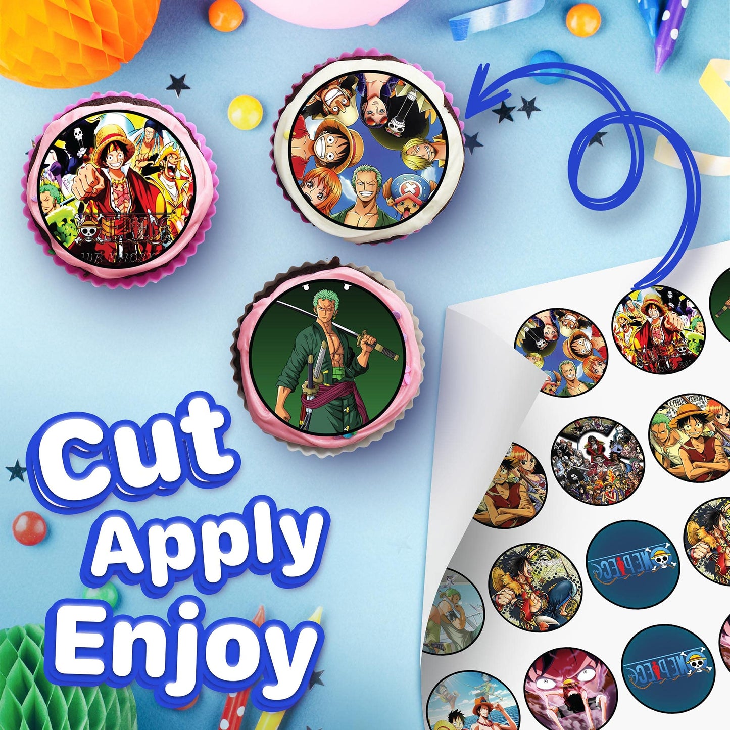 30x Wafer Paper One Piece Edible Cupcake Topper