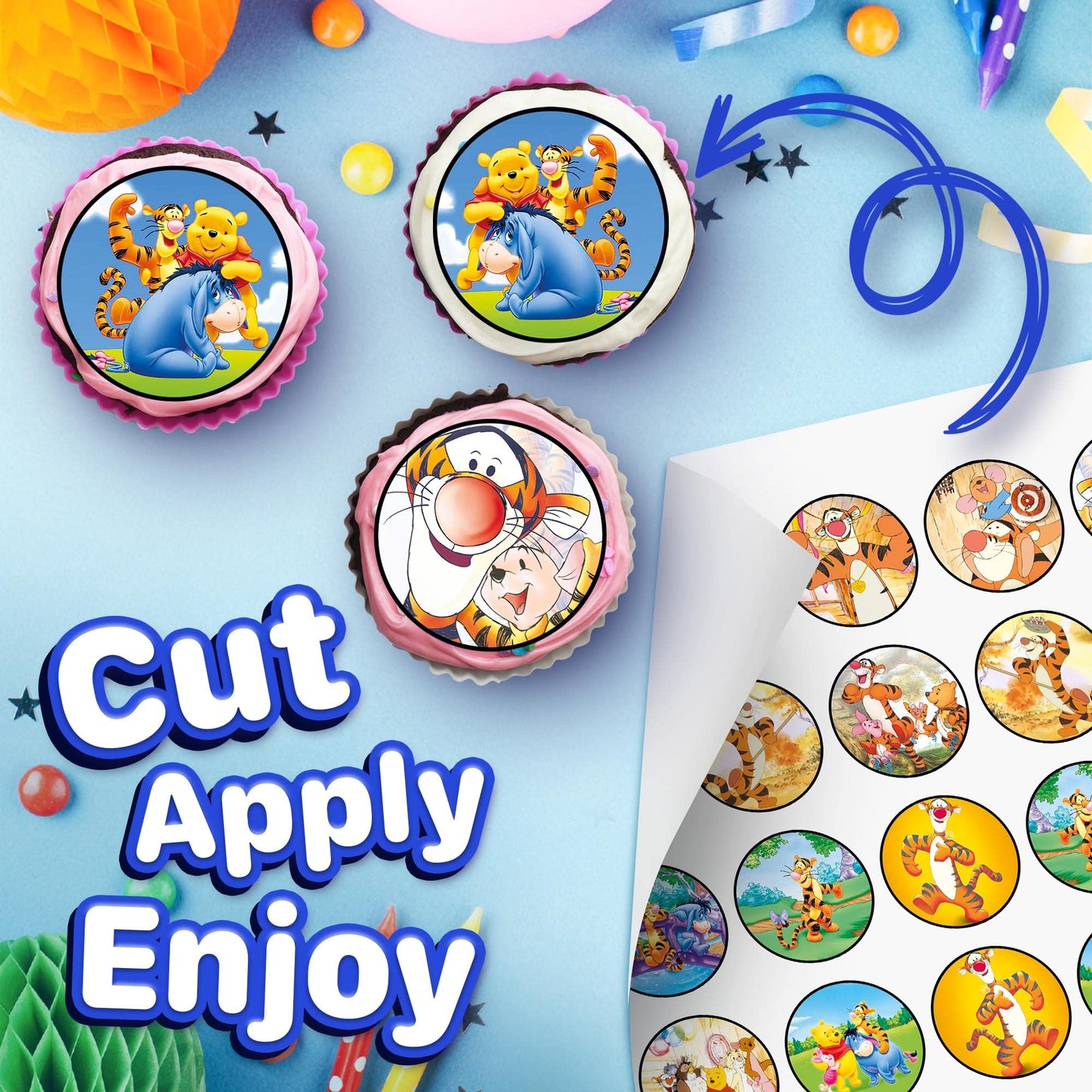 30x Wafer Paper Winne The Pooh Edible Cupcake Topper