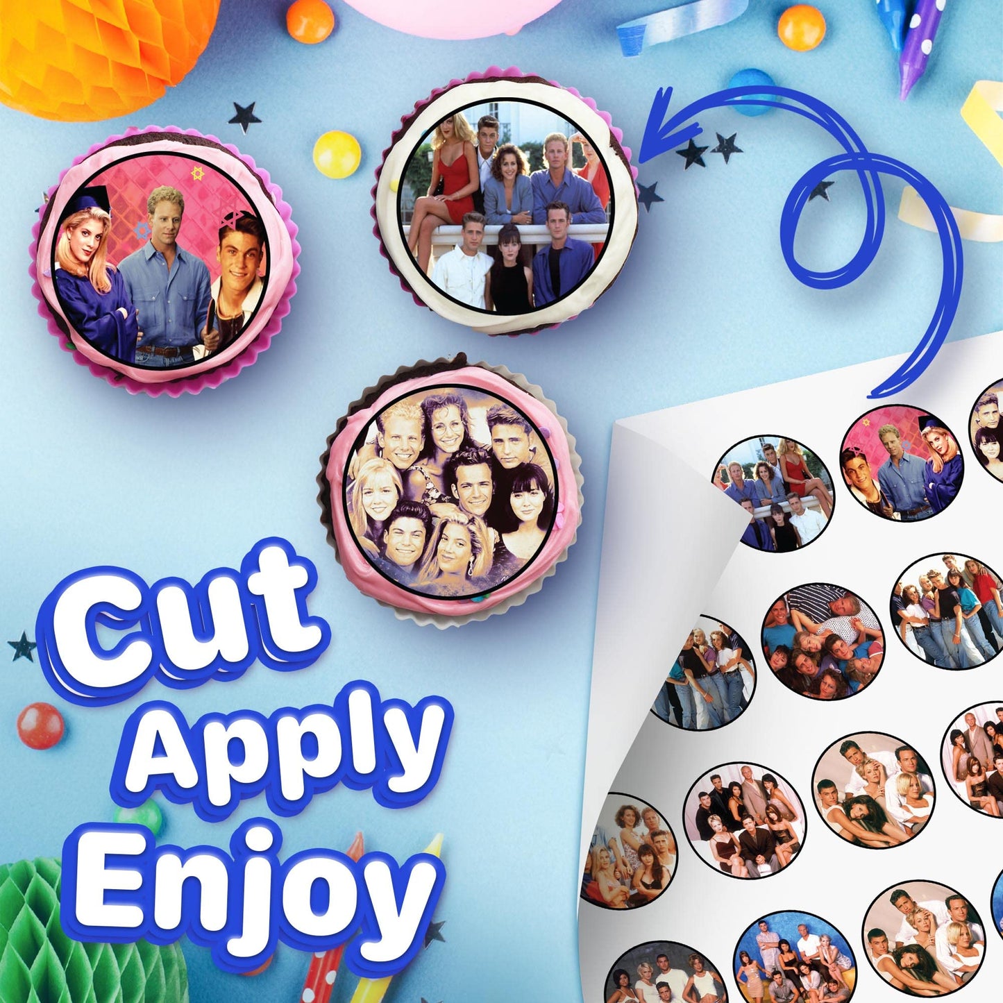 30x Wafer Paper 90210 Edible Cupcake Topper