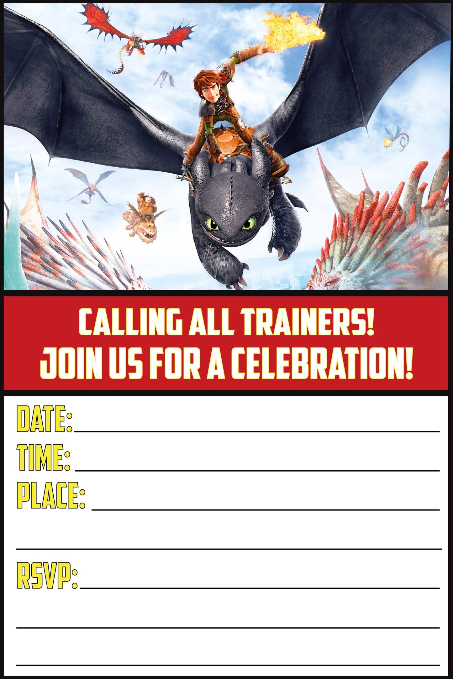 Set of 20 How To Train Birthday Invitation Cards & Envelopes