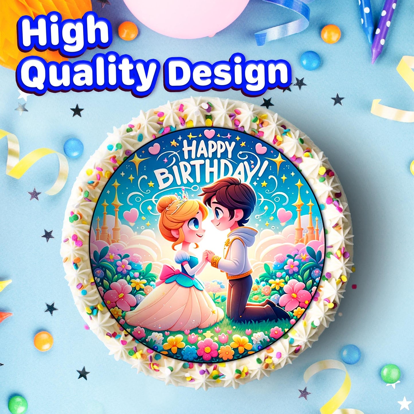 7.5 Inch Edible Cake Toppers Princess