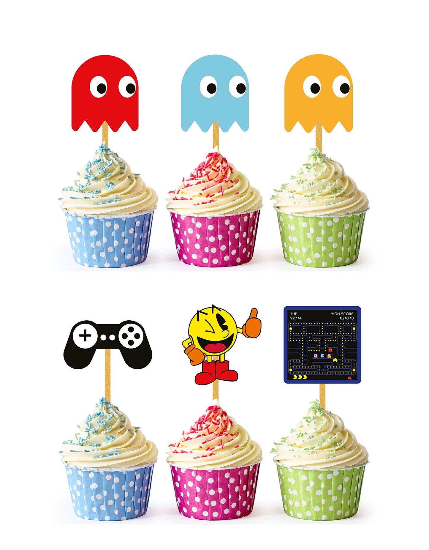 24x Retro Game Cupcake Topper Picks – Fun Birthday Décor for Kids