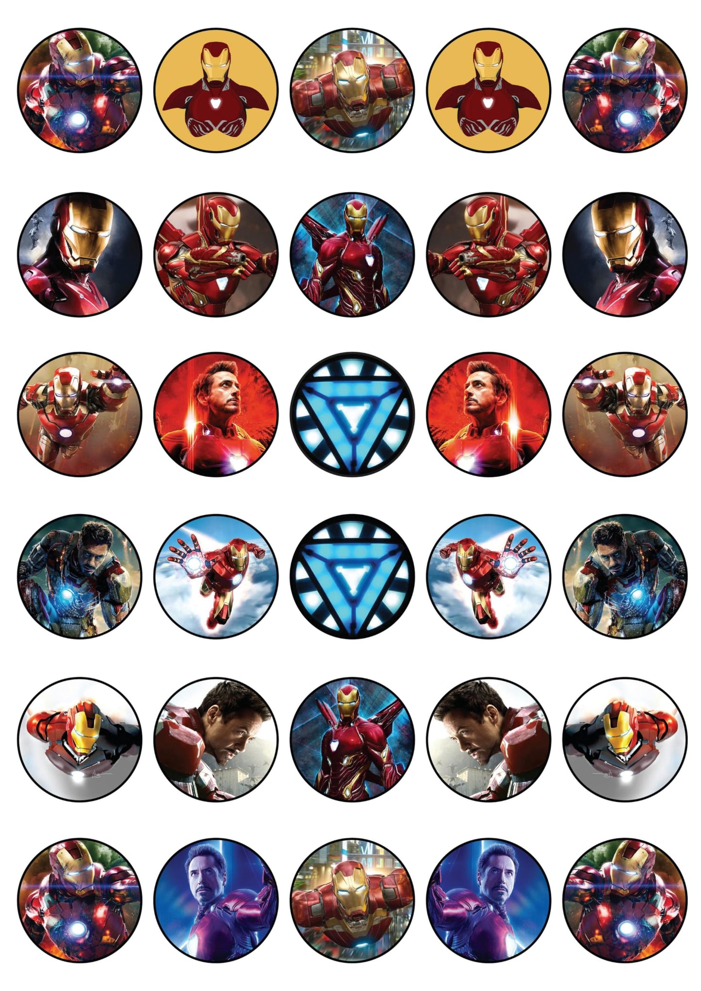 30x Wafer Paper Iron Man Edible Cupcake Topper