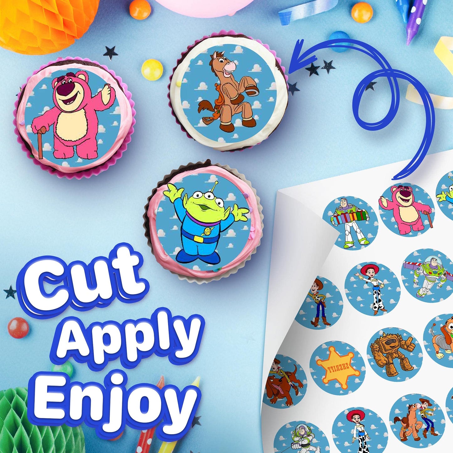 30x Wafer Paper Toy Story Edible Cupcake Topper