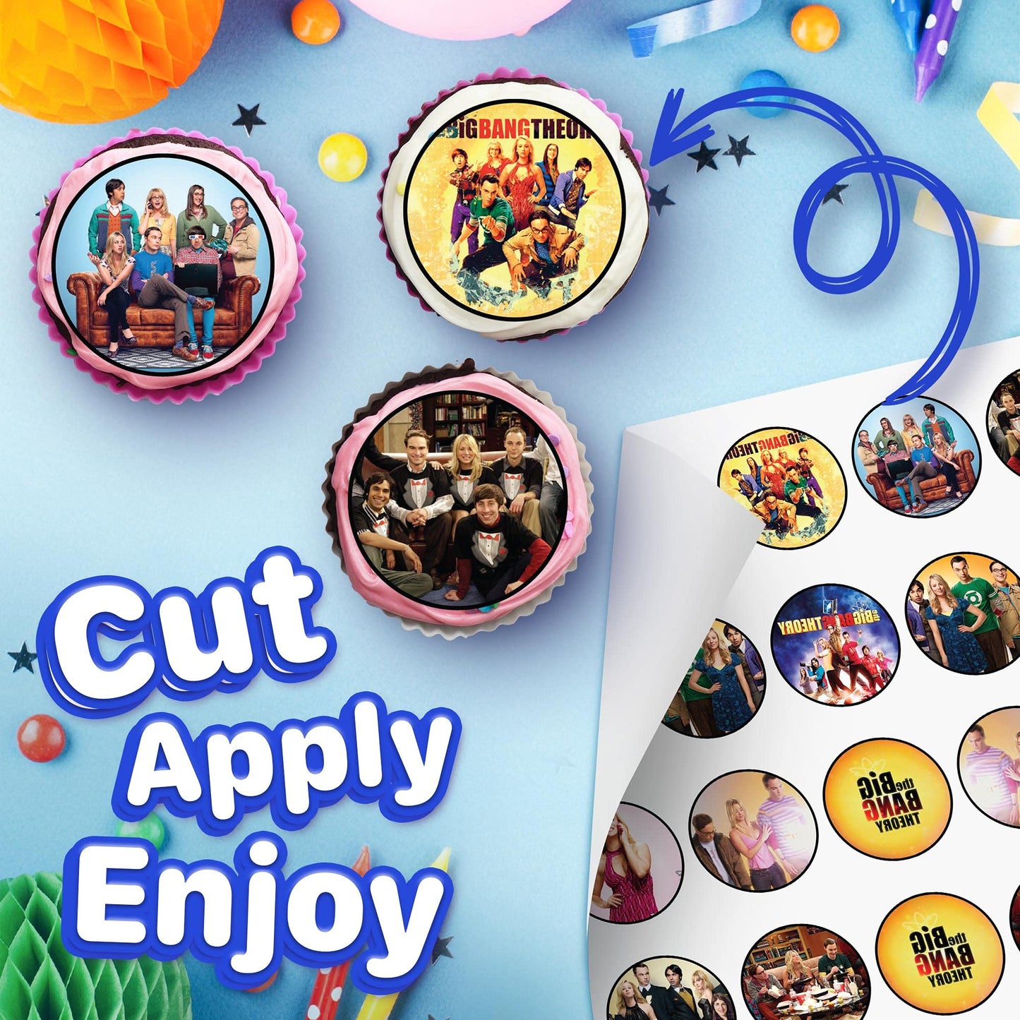 30x Wafer Paper The Big Bang Theory Edible Cupcake Topper