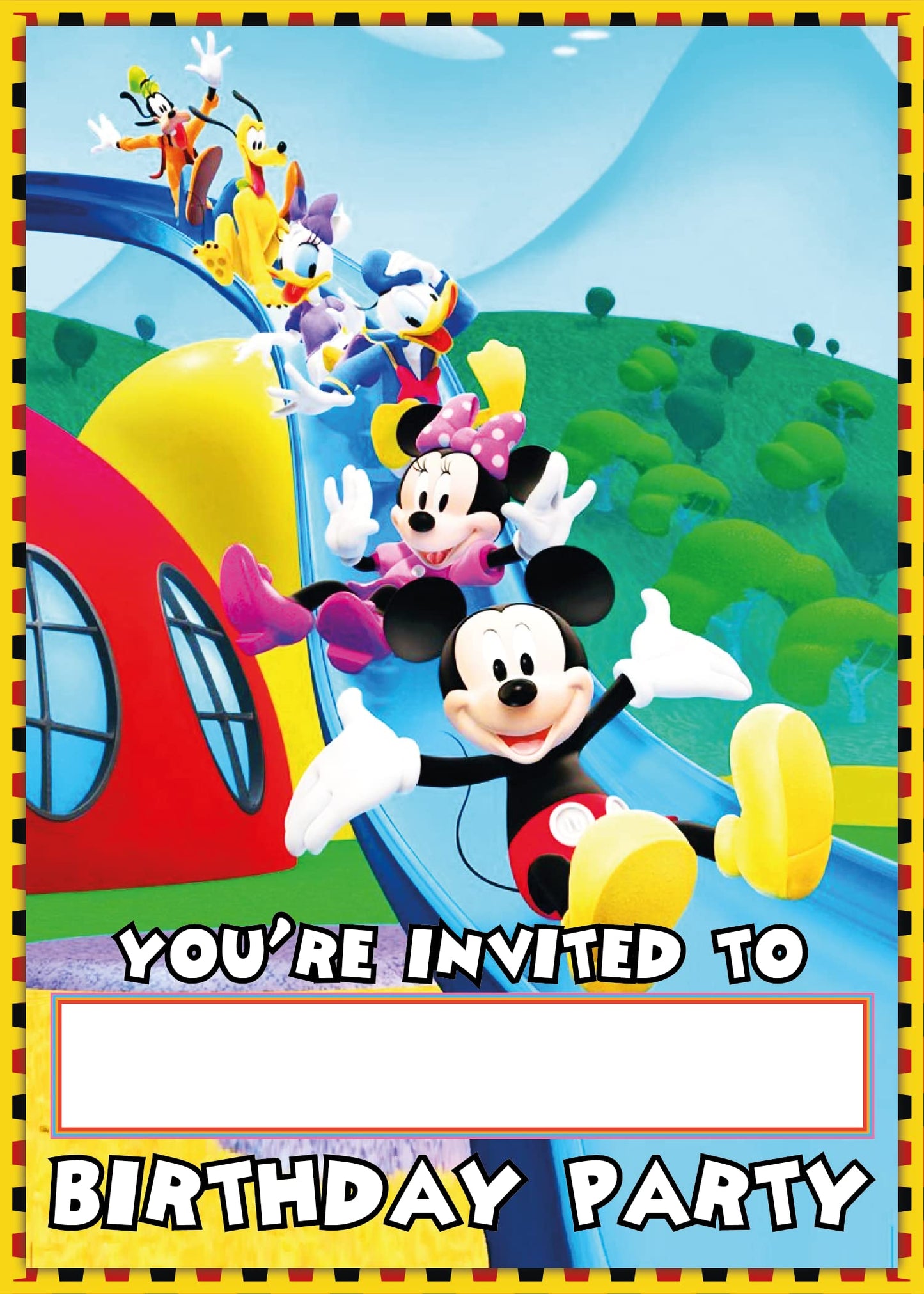 Set of 20 Mickey Mouse Birthday Invitation Cards & Envelopes