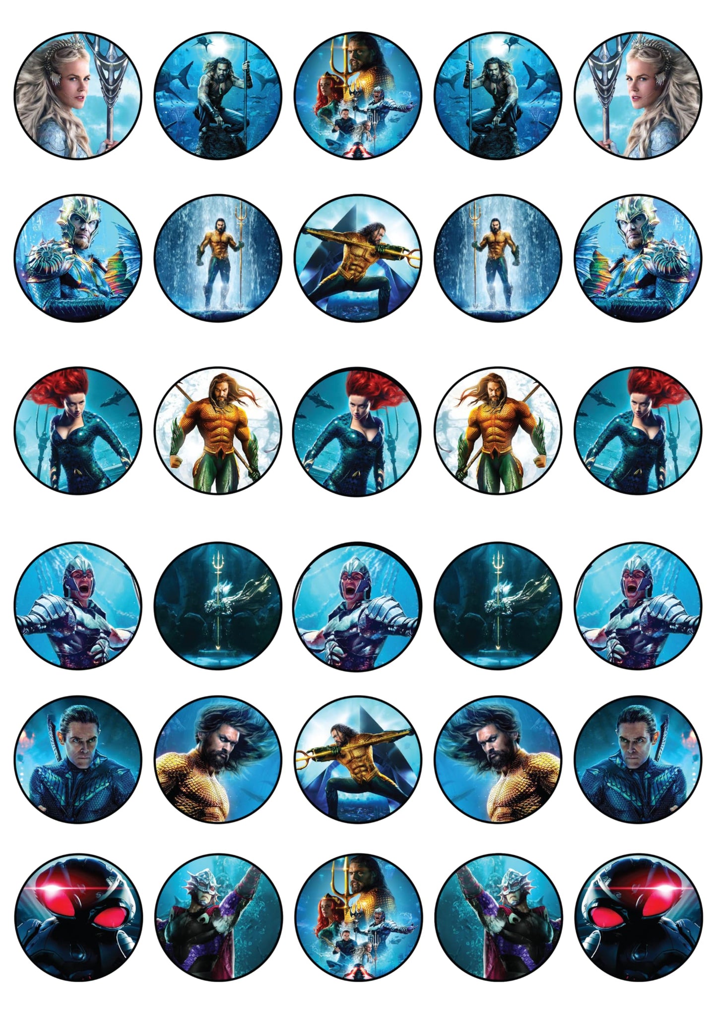 30x Wafer Paper Aquaman Edible Cupcake Topper