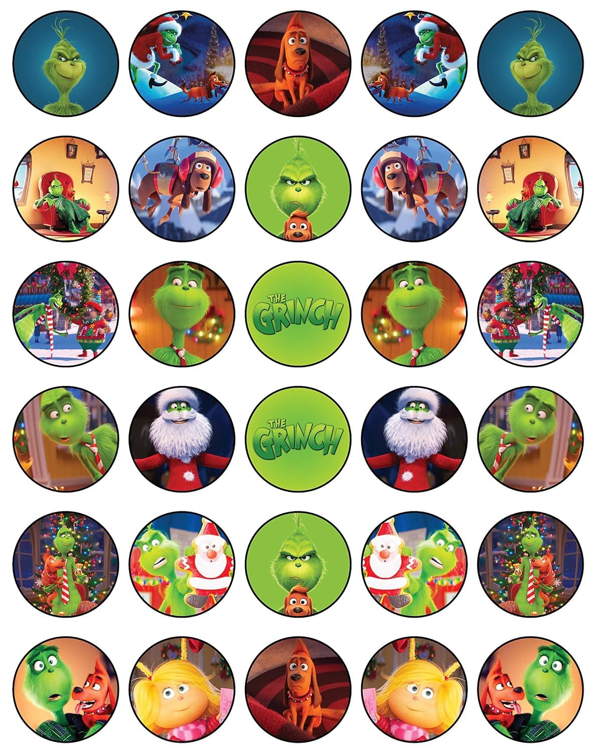 30x Wafer Paper The Grinch Edible Cupcake Topper