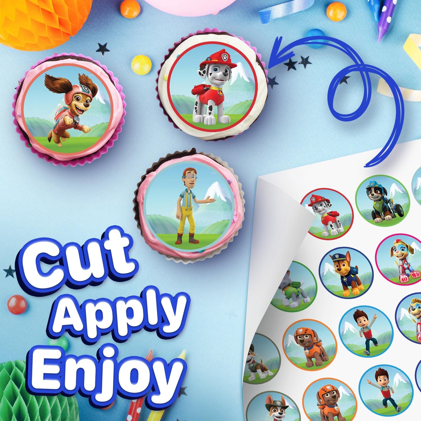 30x Wafer Paper Paw patrol Edible Cupcake Topper