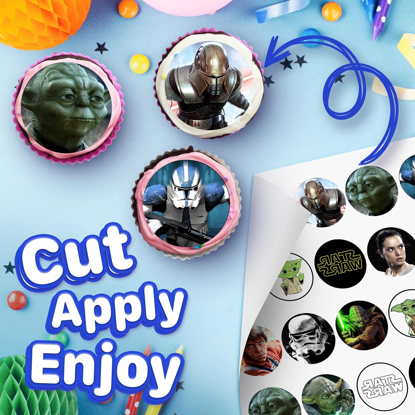 30x Wafer Paper Star Wars Edible Cupcake Topper