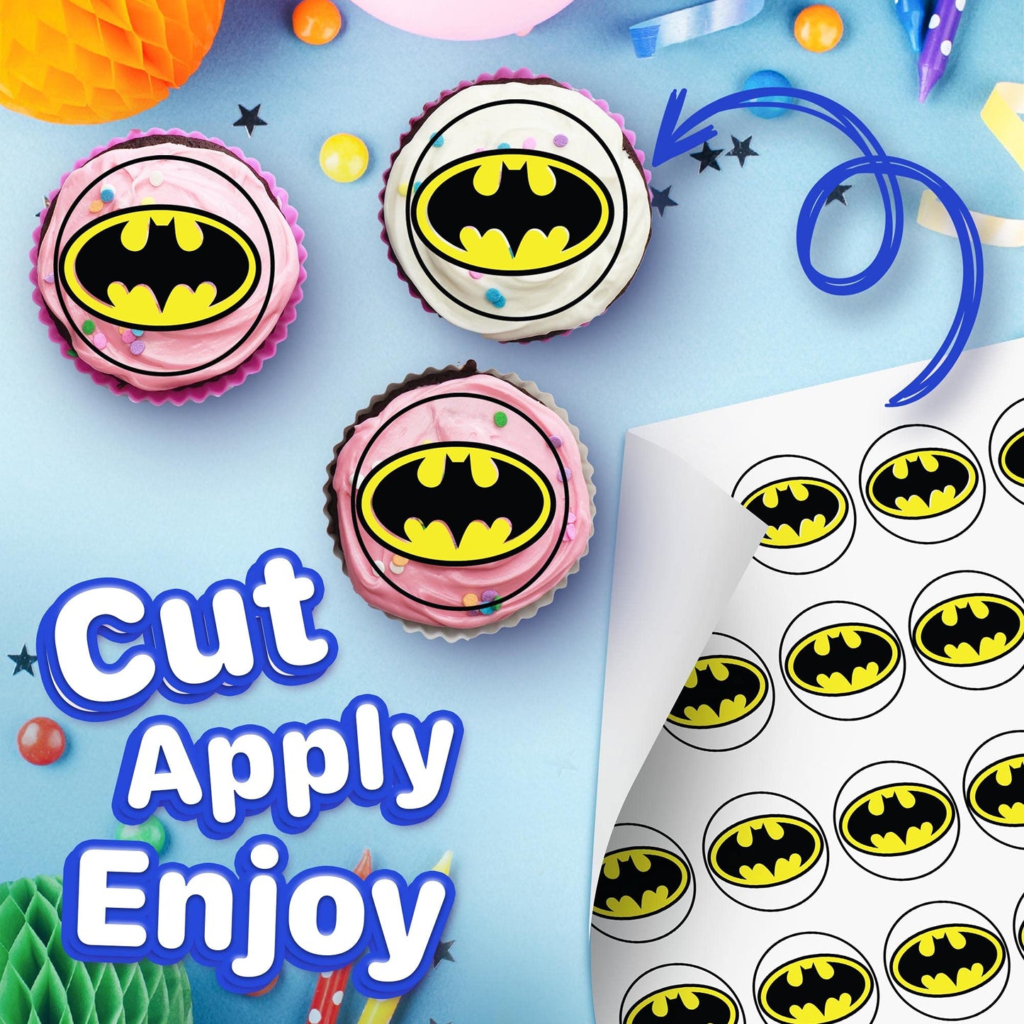 30x Wafer Paper Batman Edible Cupcake Topper