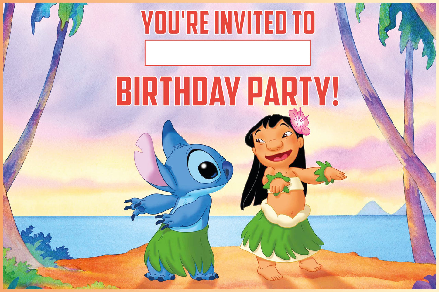 Set of 20 Lilo And Stich Birthday Invitation Cards & Envelopes