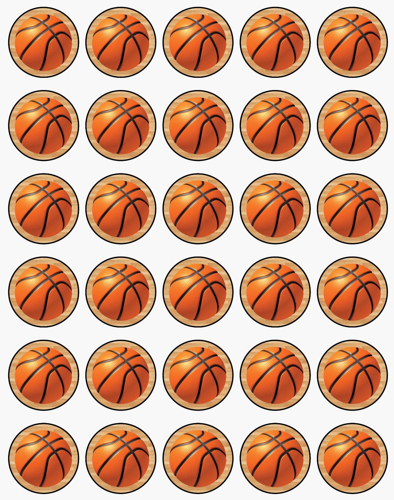 30x sugar Paper Basket Ball Edible Cupcake Topper