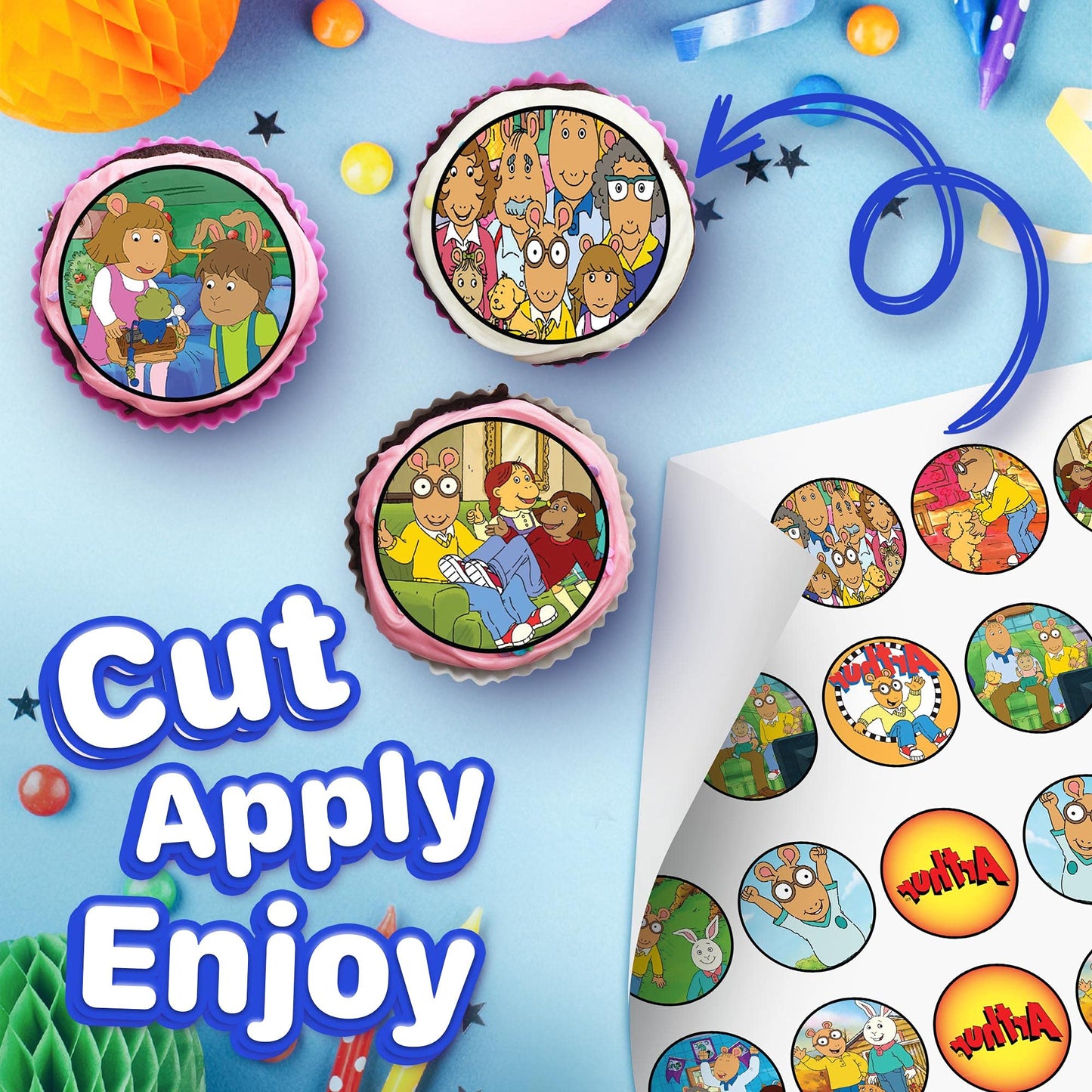 30x Wafer Paper Arthur Edible Cupcake Topper