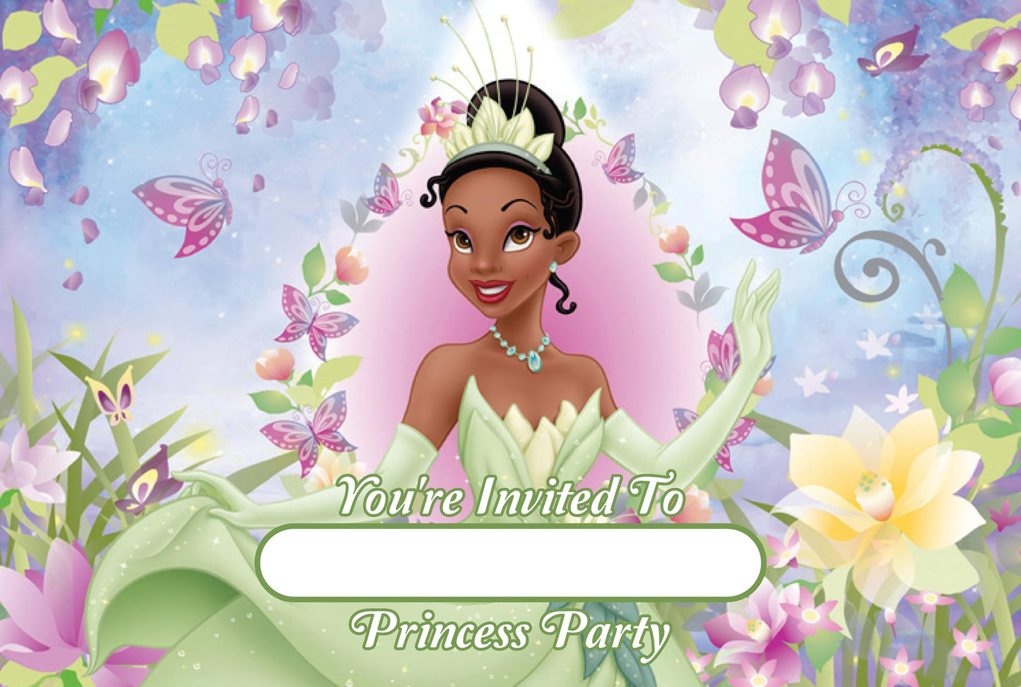 Set of 20 Tiana Princess Birthday Invitation Cards & Envelopes
