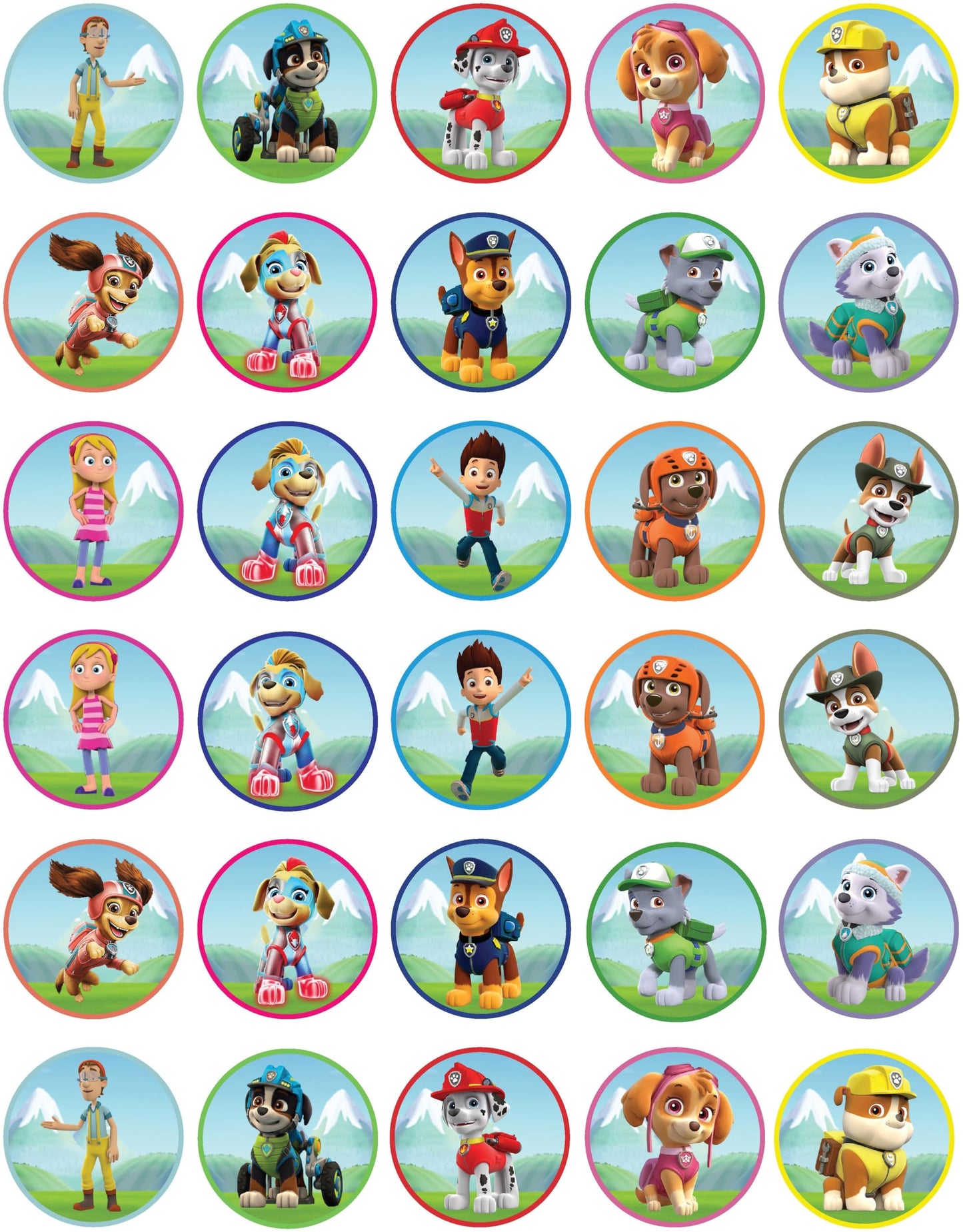 30x Wafer Paper Paw patrol Edible Cupcake Topper