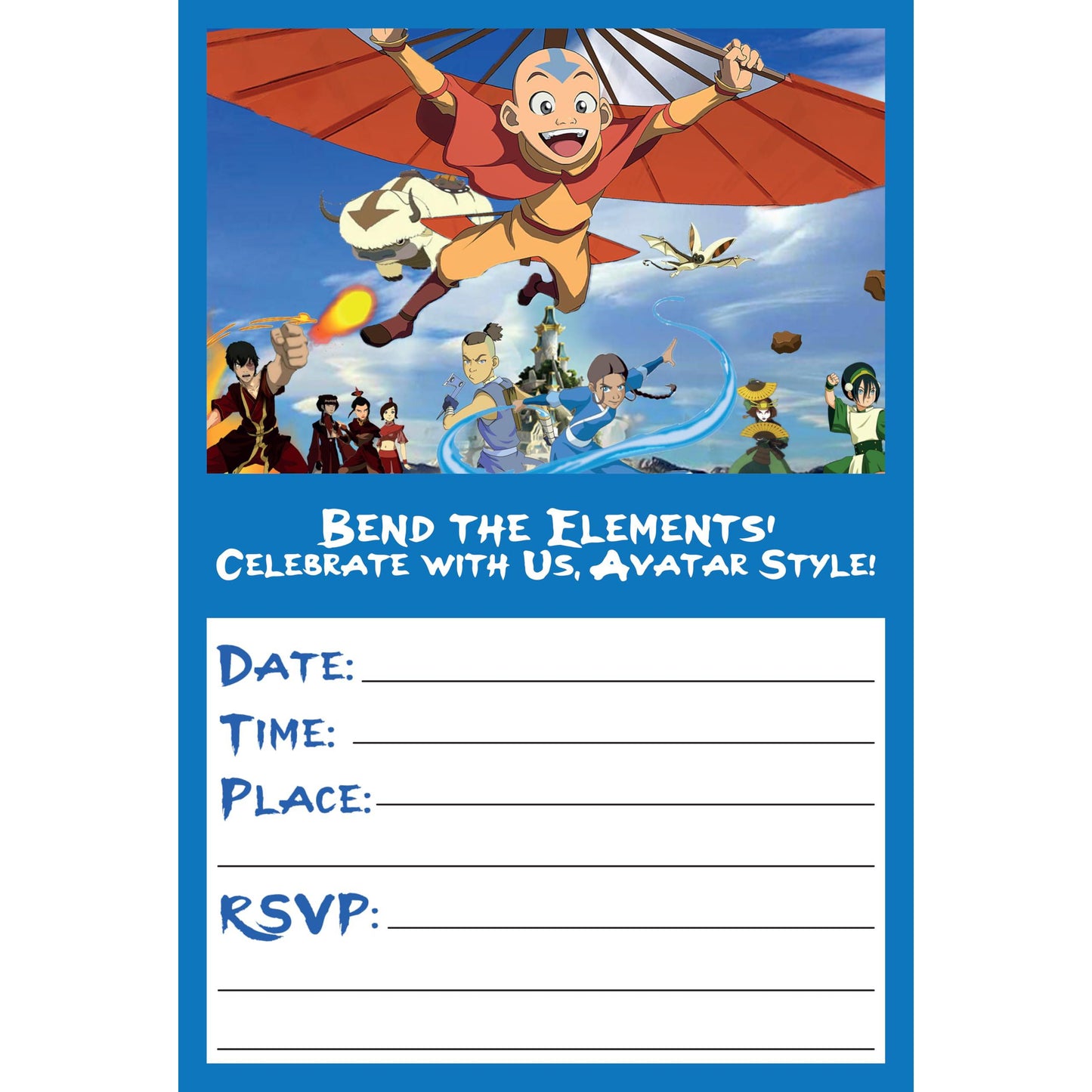 Set of 20 Avatar Birthday Invitation Cards & Envelopes