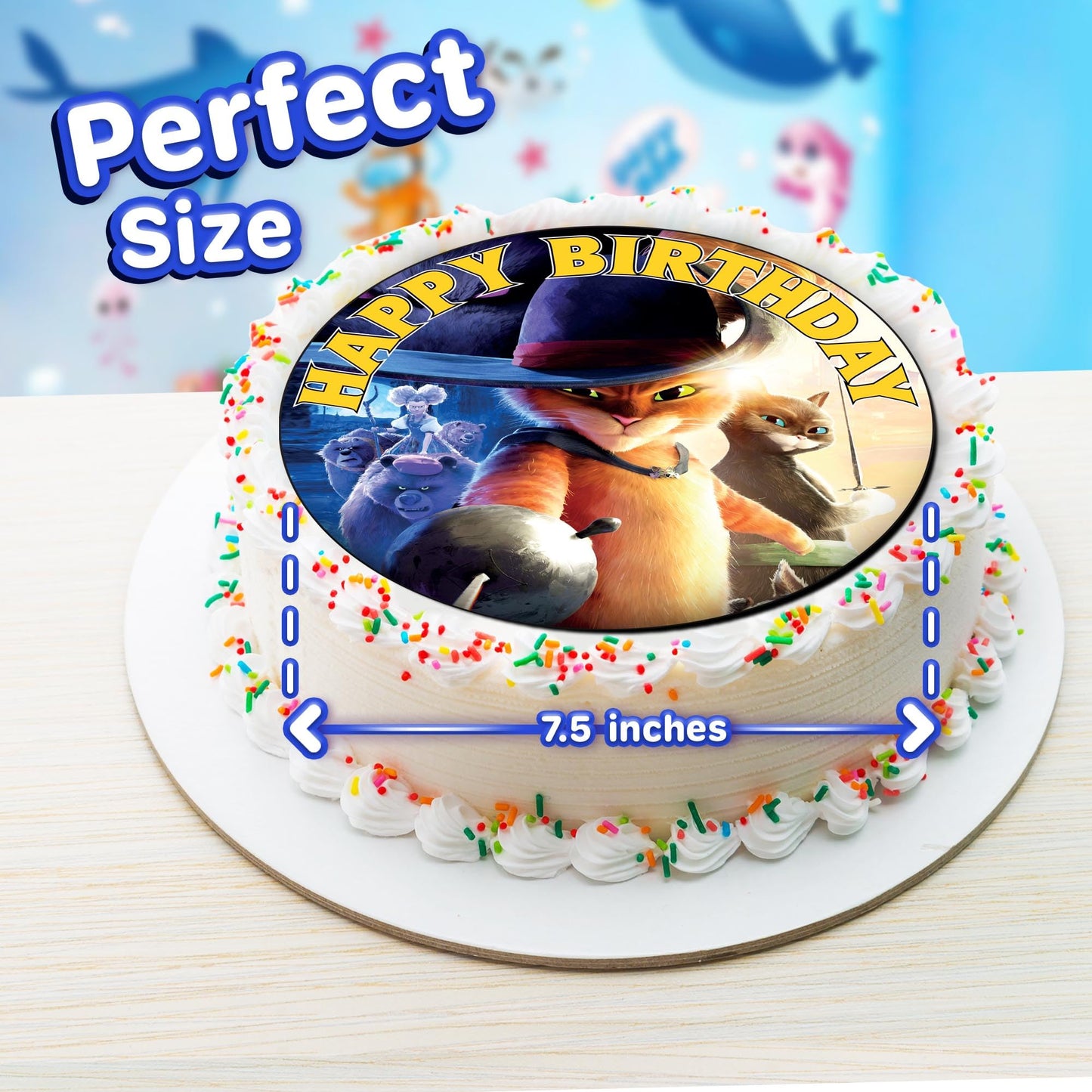 7.5 Inch Edible Cake Toppers Puss In Boots