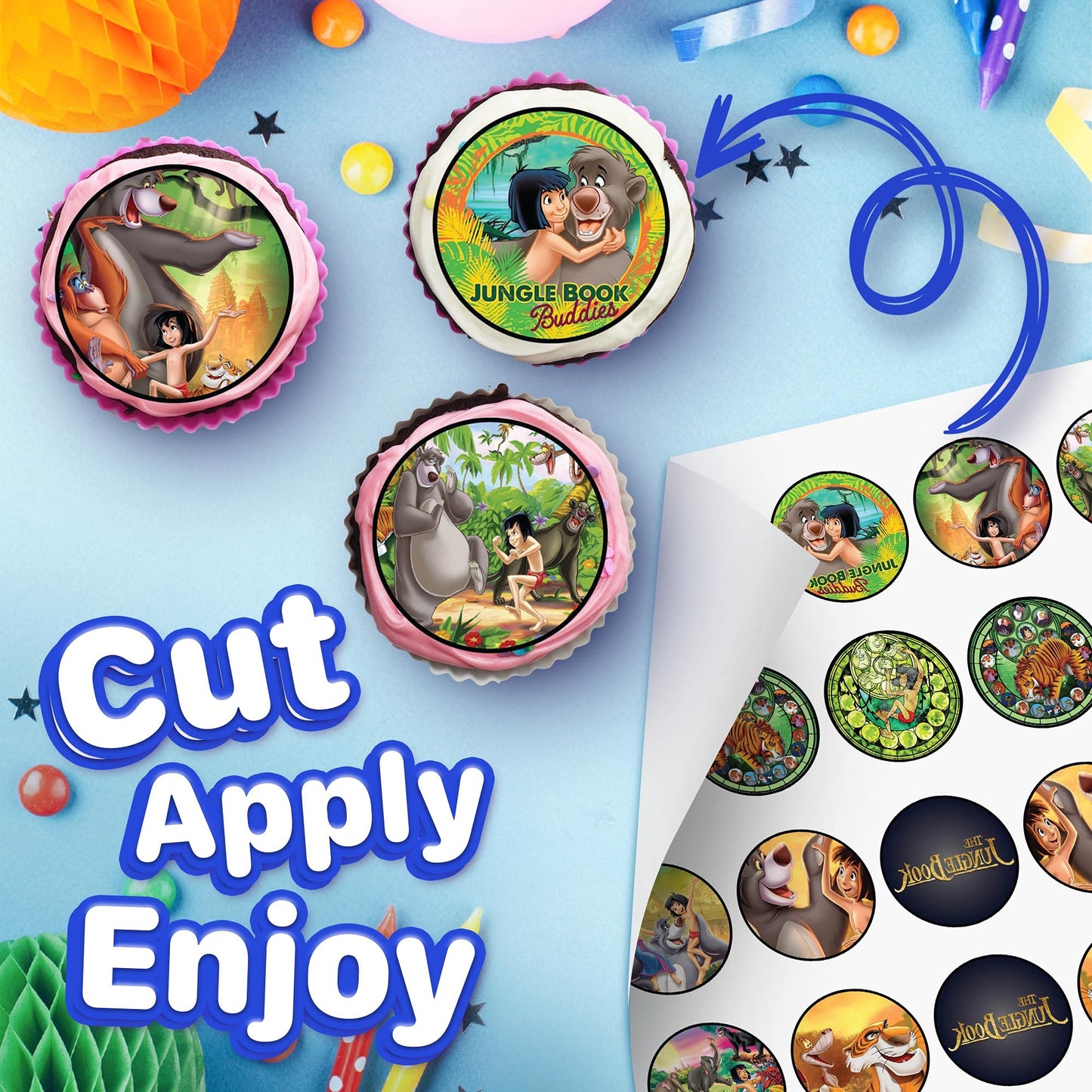 30x Wafer Paper The Jungle Book Edible Cupcake Topper