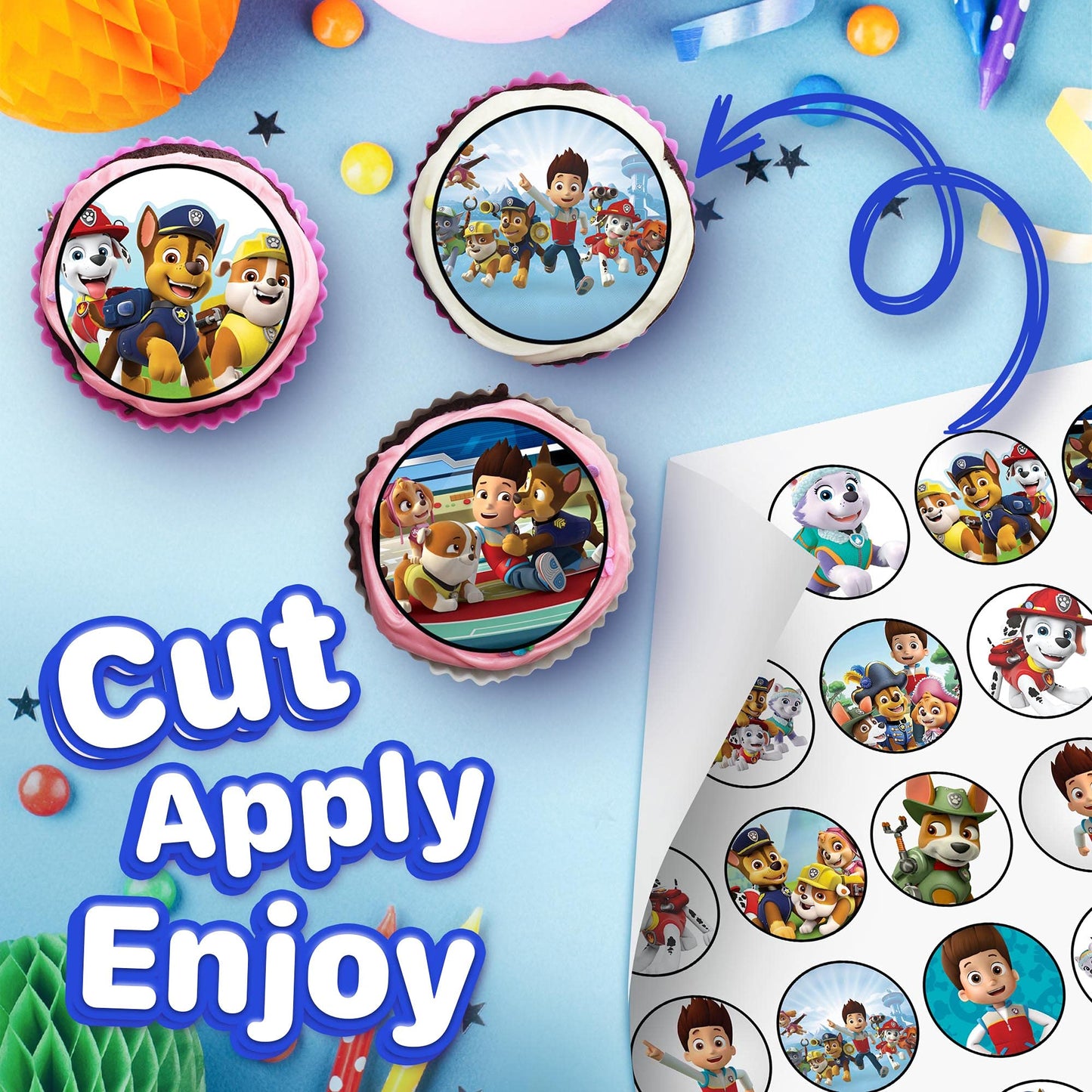 30x Wafer Paper Paw patrol Edible Cupcake Topper