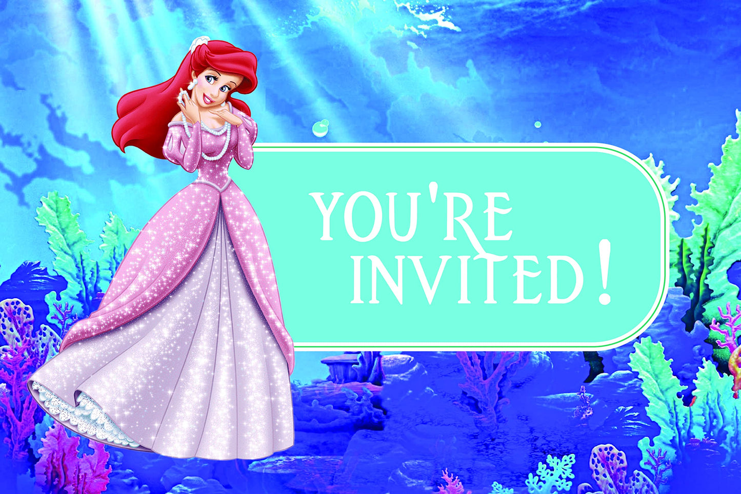 Set of 20 Little Mermaid Birthday Invitation Cards & Envelopes