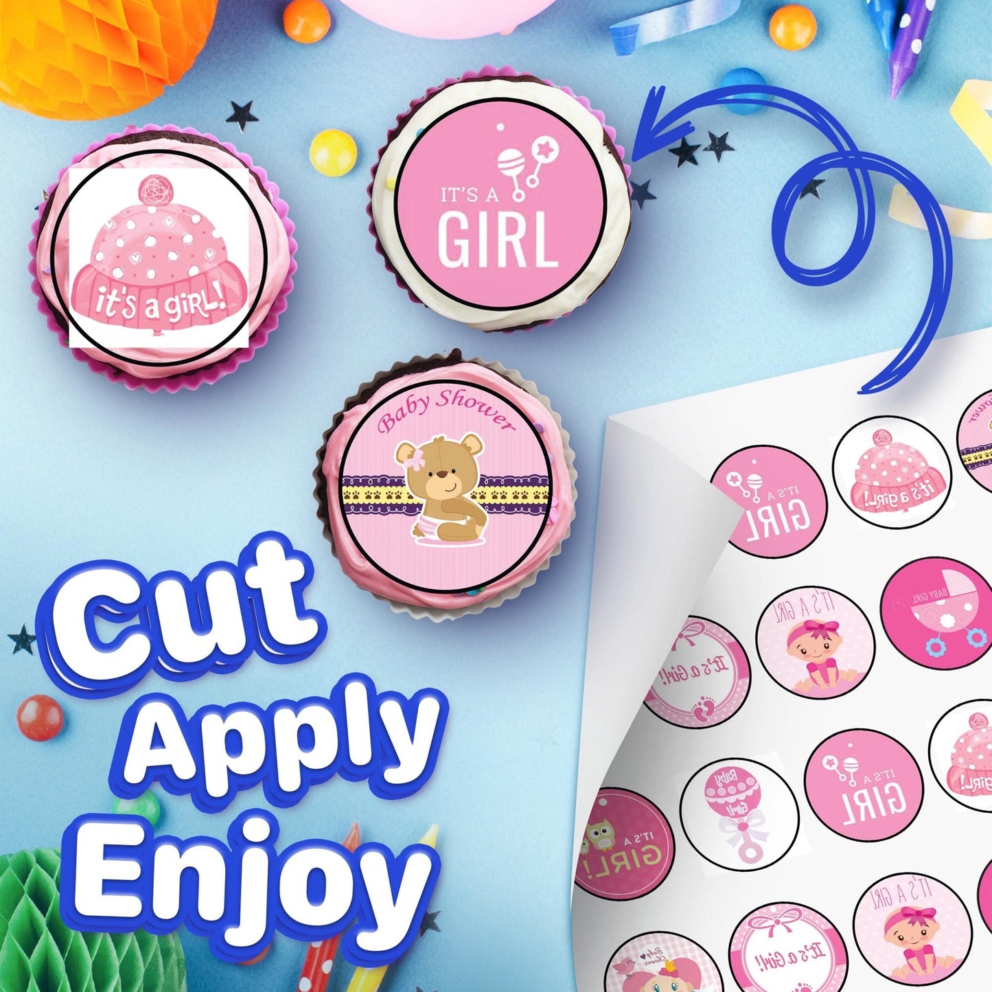 30x Wafer Paper Baby Shower Edible Cupcake Topper