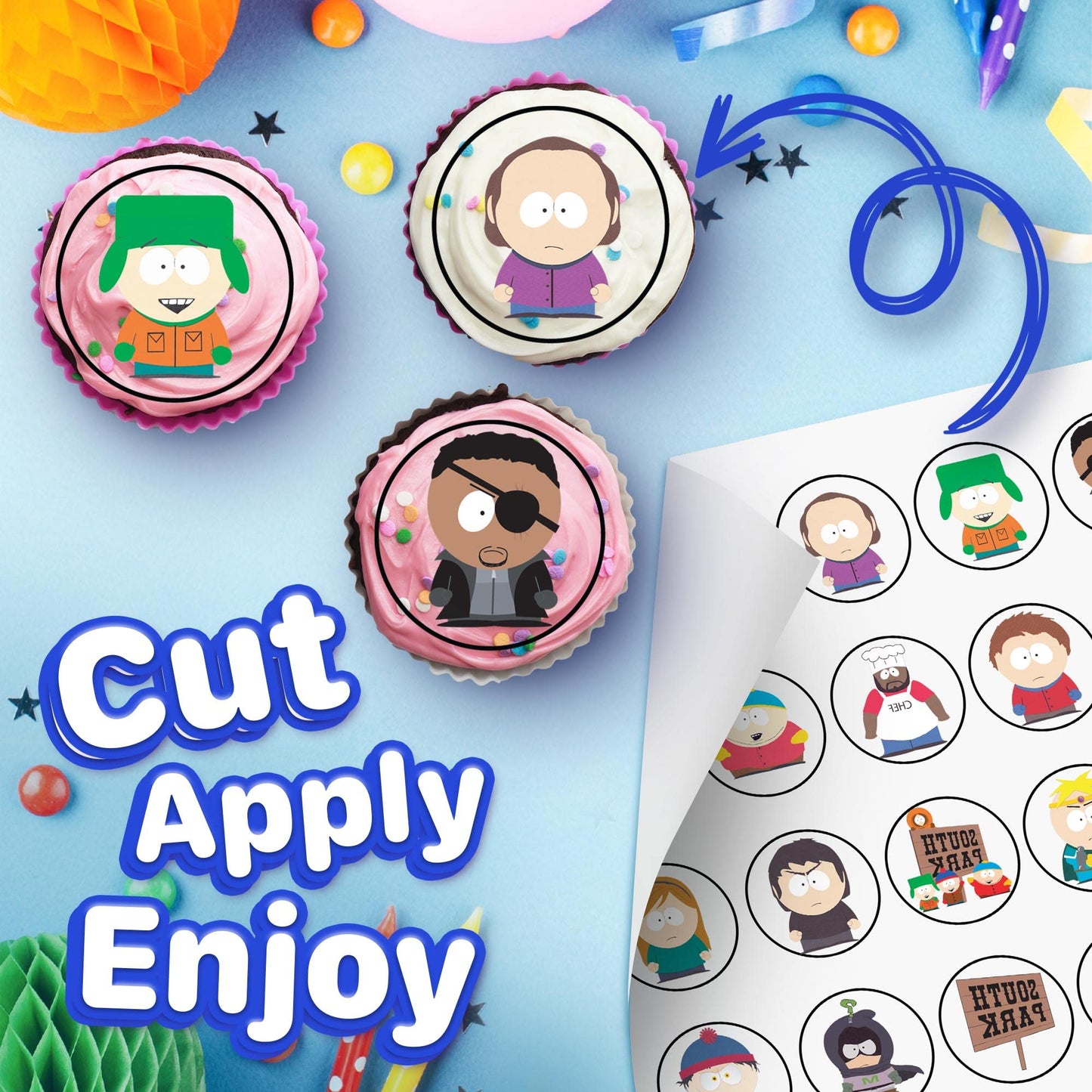 30x Wafer Paper South Park Edible Cupcake Topper