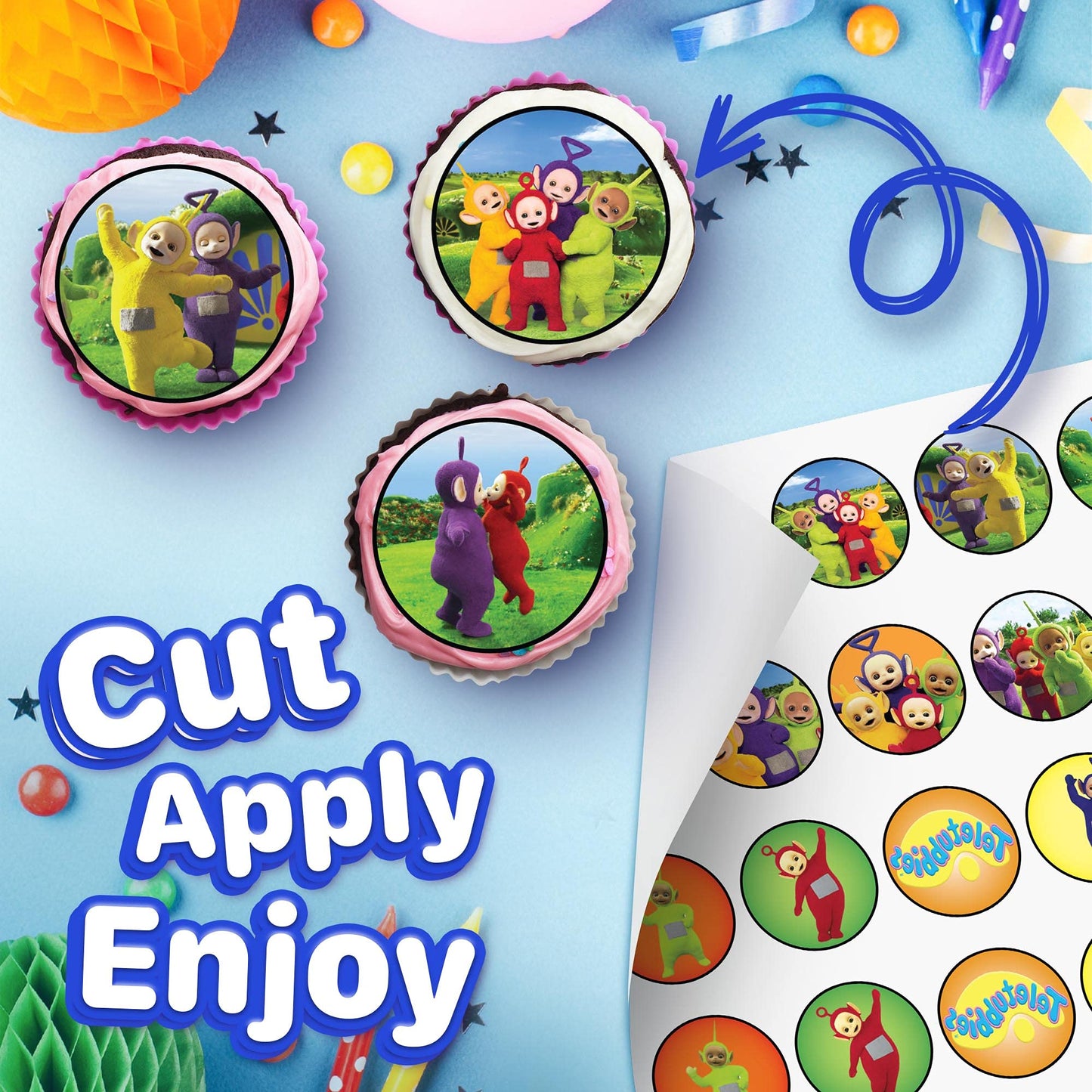 30x Wafer Paper Teletubbies Edible Cupcake Topper
