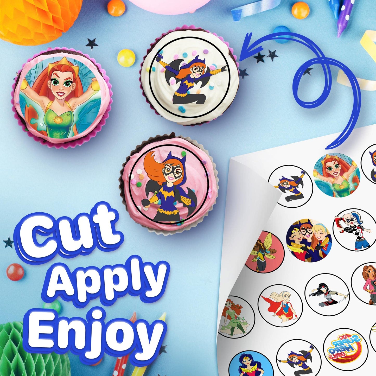 30x Wafer Paper Dc super hero Edible Cupcake Topper