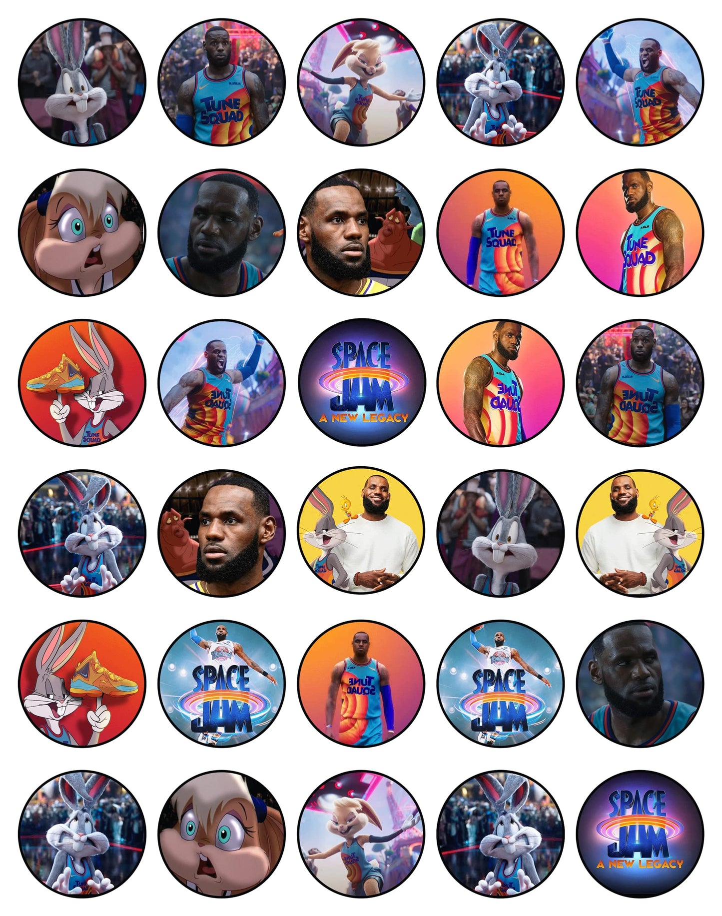 30x Wafer Paper Space Jam Edible Cupcake Topper