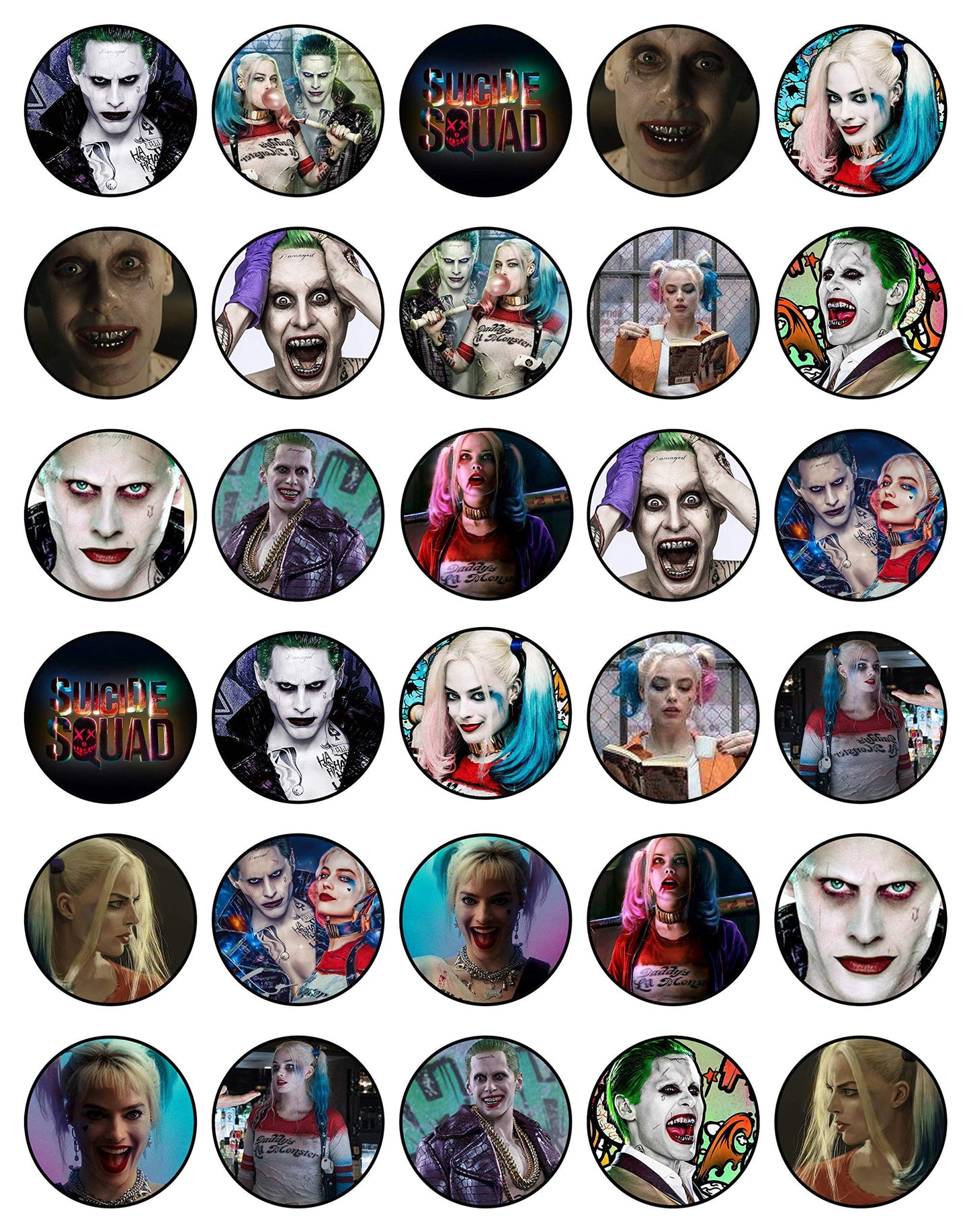30x Wafer Paper Harley Quinn Edible Cupcake Topper