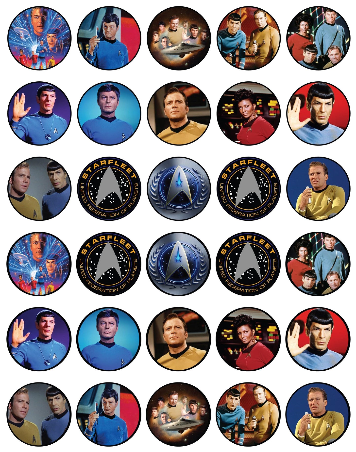 30x Wafer Paper Star Trek Edible Cupcake Topper